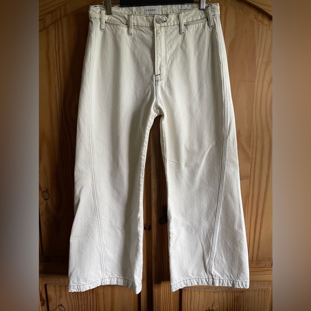 Frame Le Pixie Chalk Baggy Pallazo Jeans Size 28